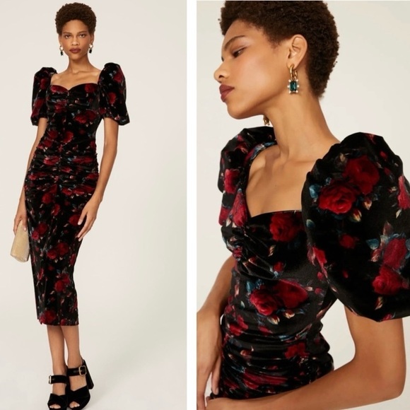 New! Autumn Adeigbo 🌹 Rose Velvet Rowenna Dress Sold on Turckernuck - Picture 1 of 16